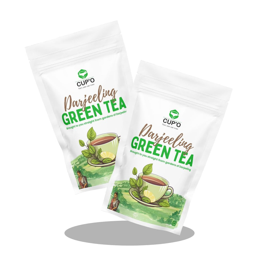 CUP'O Darjeeling whole leaf green tea, pack of 2 x 100g pouches