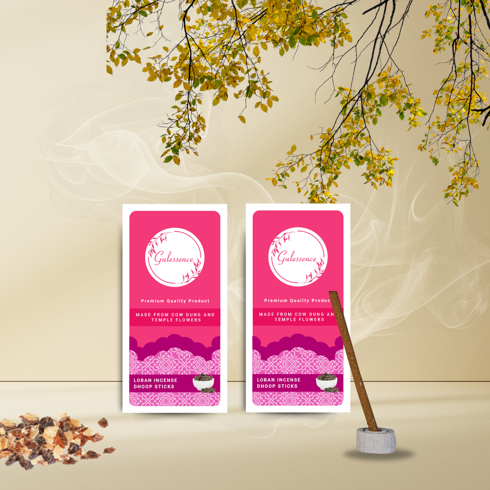 Loban Bamboo Less Dhoop Sticks | Made from Cow dung & Temple Flower | Gulessence - EarthBased