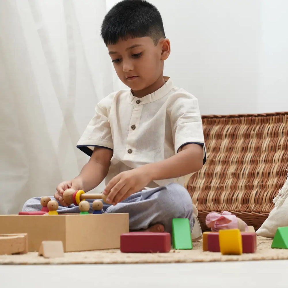 Boys Beige Shirt with Piping - EarthBased