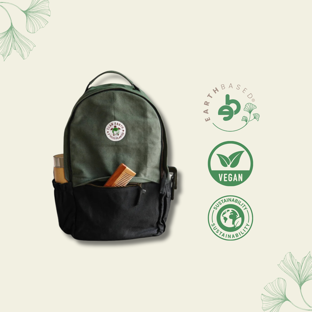 Clan Earth Amur Backpack- Olive Green & Charcoal Black - EarthBased