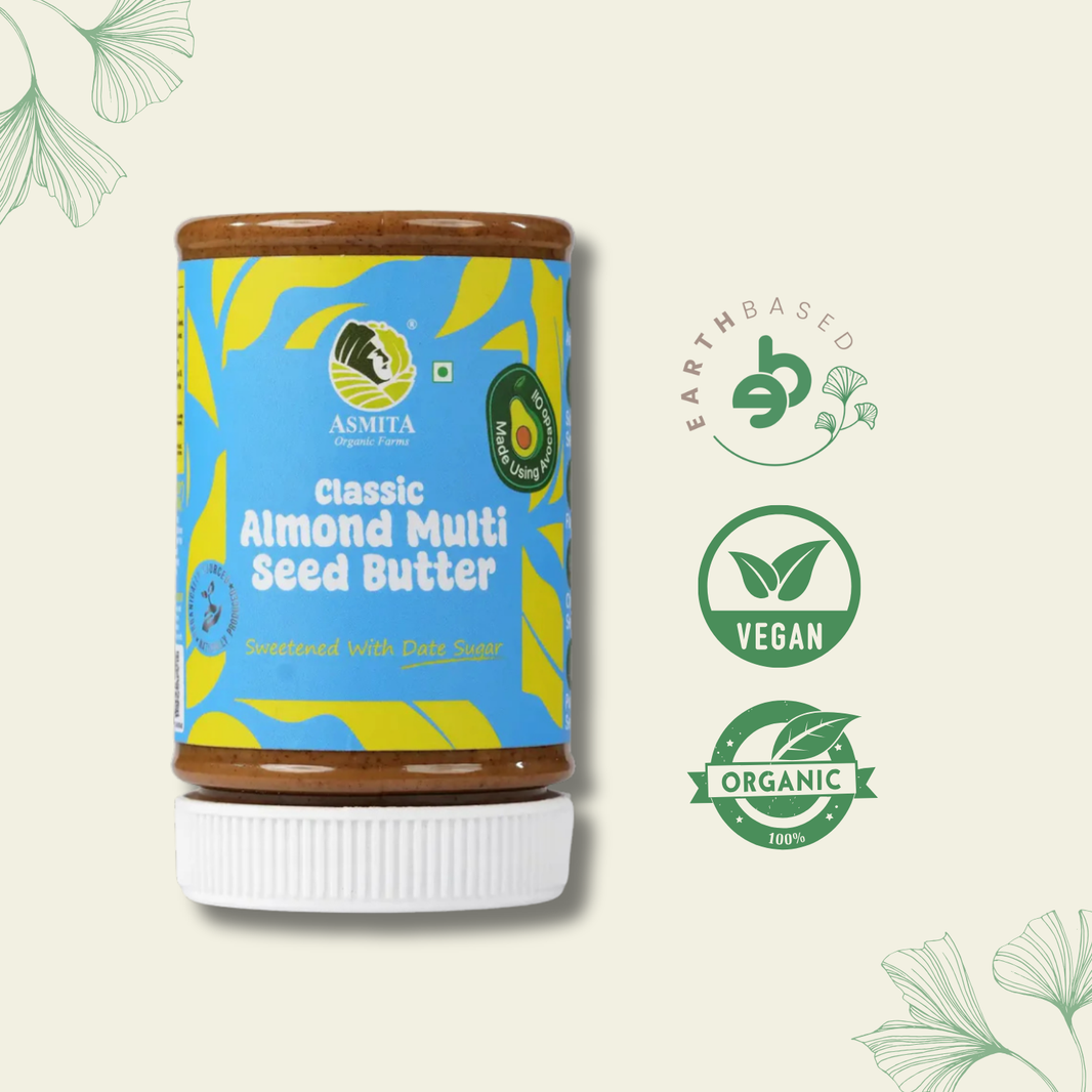 Classic Almond Multiseed Butter - 250 gm | Asmita Organic Farms - EarthBased