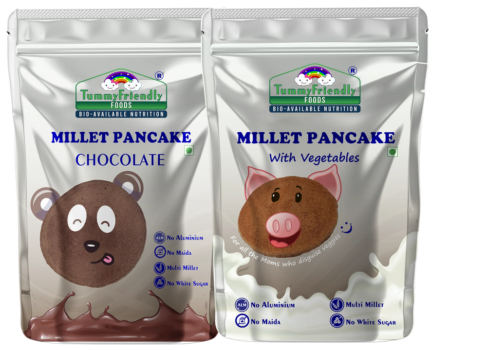TummyFriendly Foods Millet Pancake Mix - Chocolate, Veggies. HealthyBreakfast. 2 Packs 150g Each Cocoa Powder (2 x 150 g) - EarthBased