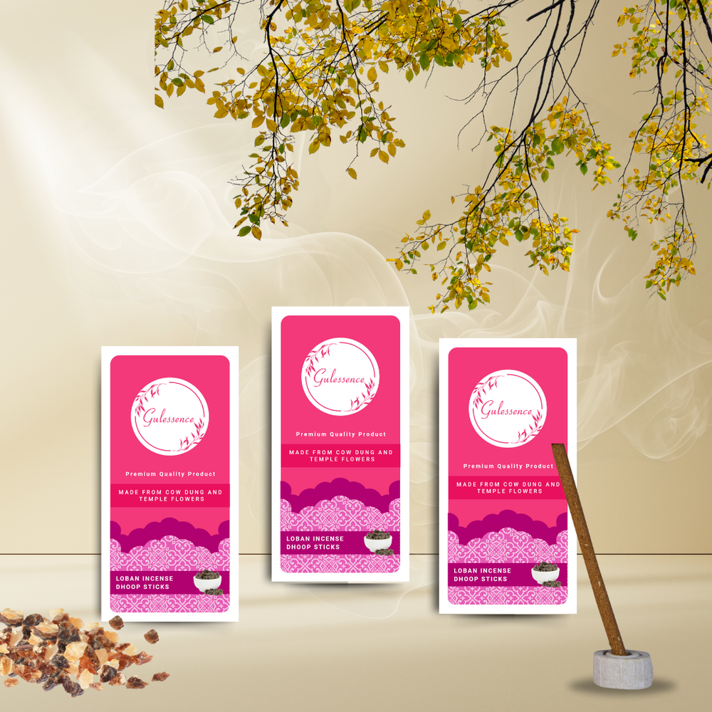 Loban Bamboo Less Dhoop Sticks | Made from Cow dung & Temple Flower | Gulessence - EarthBased