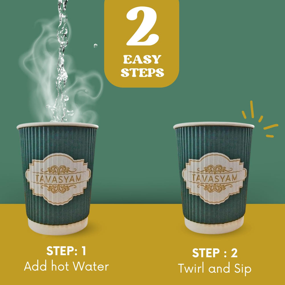 TAVASYAM Black Coffee Hazelnut Instant Coffee Powder | Hazelnut Flavored Coffee | Gluten Free & Sugar Free | No Additives | No-Drip Infusion Layer | Pre-Filled Coffee Cups 200ml | Pack of 12 Cups - EarthBased