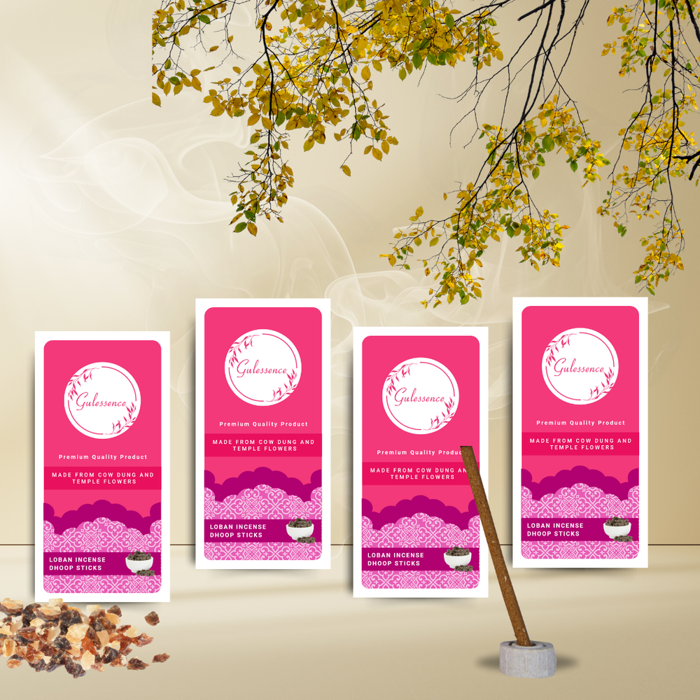 Loban Bamboo Less Dhoop Sticks | Made from Cow dung & Temple Flower | Gulessence - EarthBased