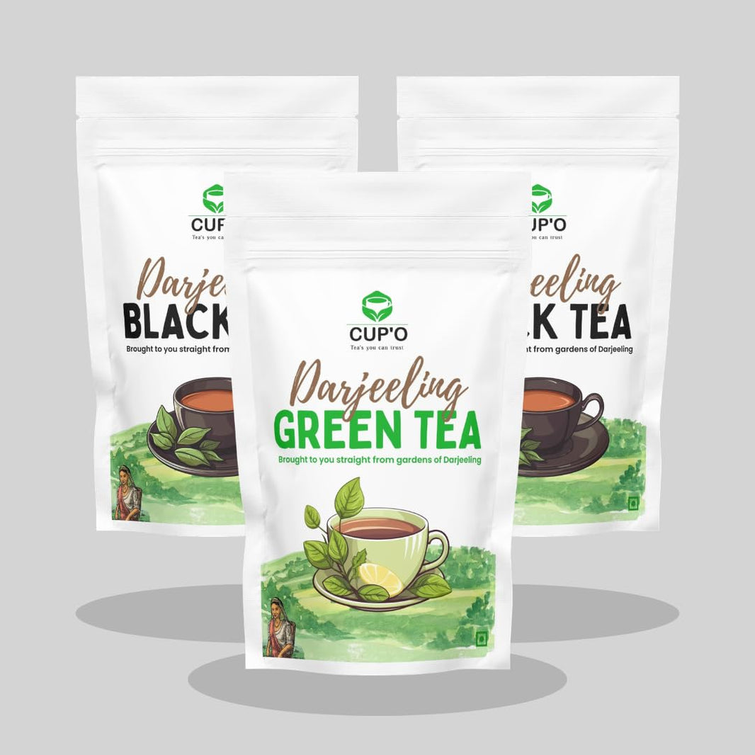 CUP'O Darjeeling loose leaf tea trio, 3 x 100g pouches