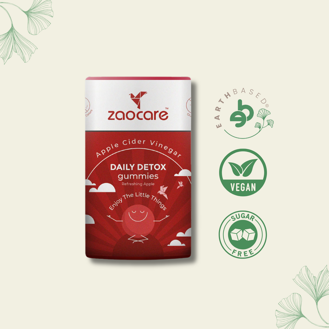 Zaocare Daily Detox Gummies For Fat Loss & Digestion | With Apple Cider Vinegar|100% Vegan
