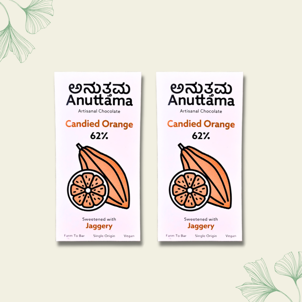 Candied Orange | 62% Cocoa | Sweetened with Jaggery | by Anuttama - EarthBased