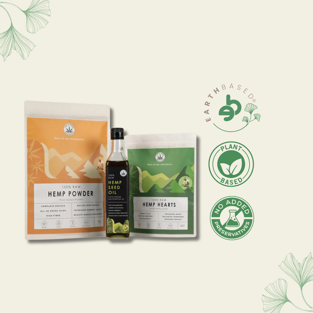 Hemp Starter Pack ( Hemp Protein Powder – 100g, Hemp Hearts – 100g, Hemp Seed Oil – 250ml) - EarthBased