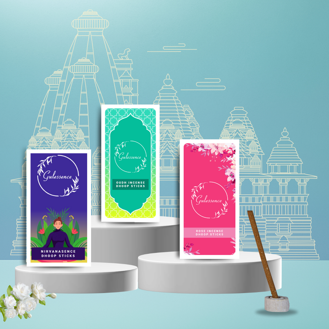 Gulessence Oudh ,Rose, Nirvanasence Bambooless Dhoop Sticks | Pack of 3 - EarthBased
