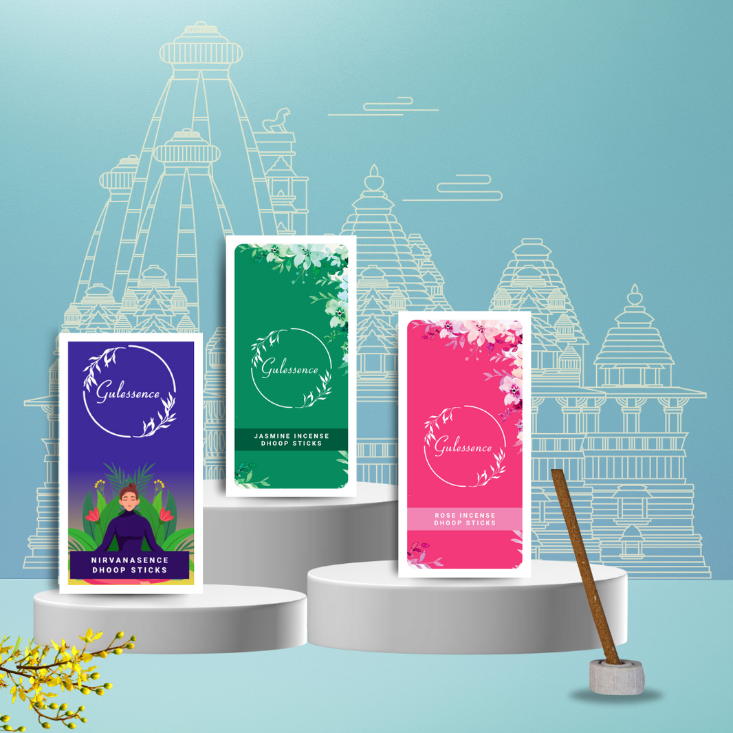 Gulessence Nirvanasence, Rose, Jasmine Bambooless Dhoop Sticks | Pack of 3 - EarthBased