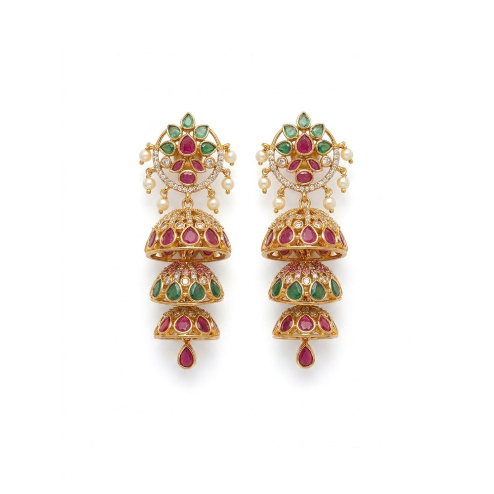 Layered Jhumka Drop Earrings - view 3