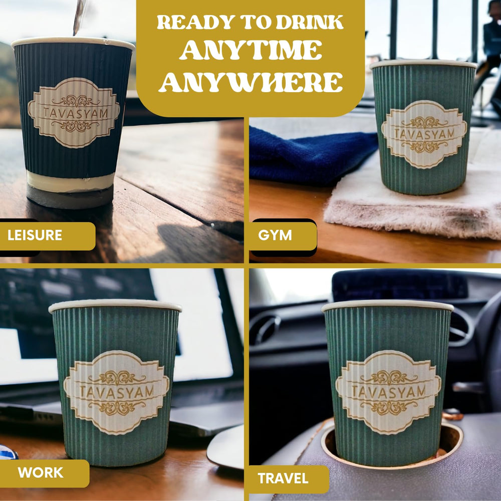 TAVASYAM Ready to Sip Mint Flavour Green Tea Cup | Green Tea for Weight Loss | Vegan, Gluten Free & Sugar Free | | Mint Flavour | Whole Leaf Teas | Pre-Filled Tea Cups 200ml | Tea Cups Set of 12 - EarthBased