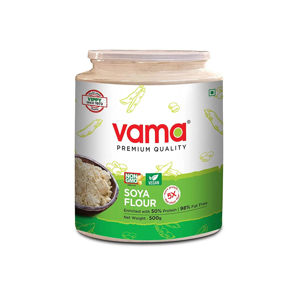Vama SOYA Flour Enriched with 50% Protein and 98% Fat Free | Low Carb 2 x 500g - EarthBased