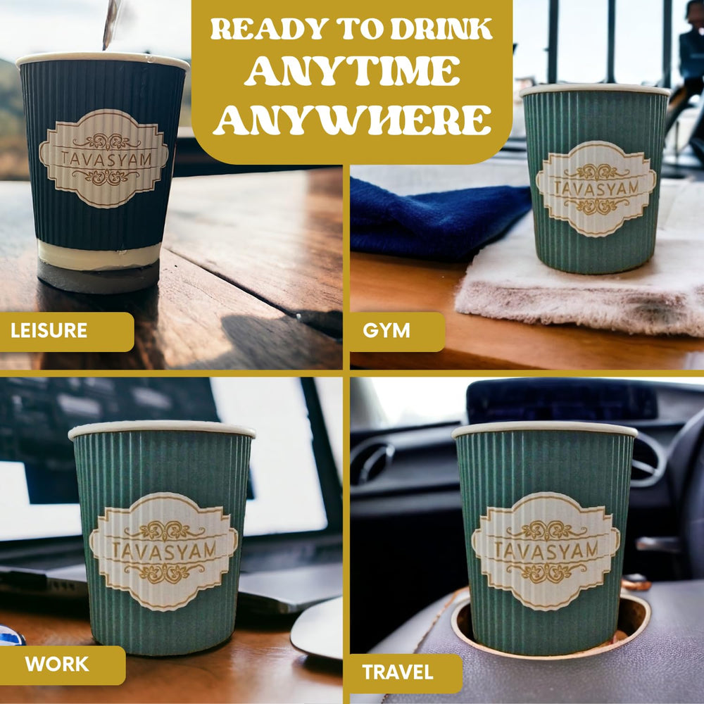 TAVASYAM Ready to Sip Ginger Flavour Green Tea Cup | Green Tea for Weight Loss | Vegan, Gluten Free & Sugar Free | Ginger Flavour | Pre-Filled Tea Cups 200ml | Tea Cups Set of 12 - EarthBased