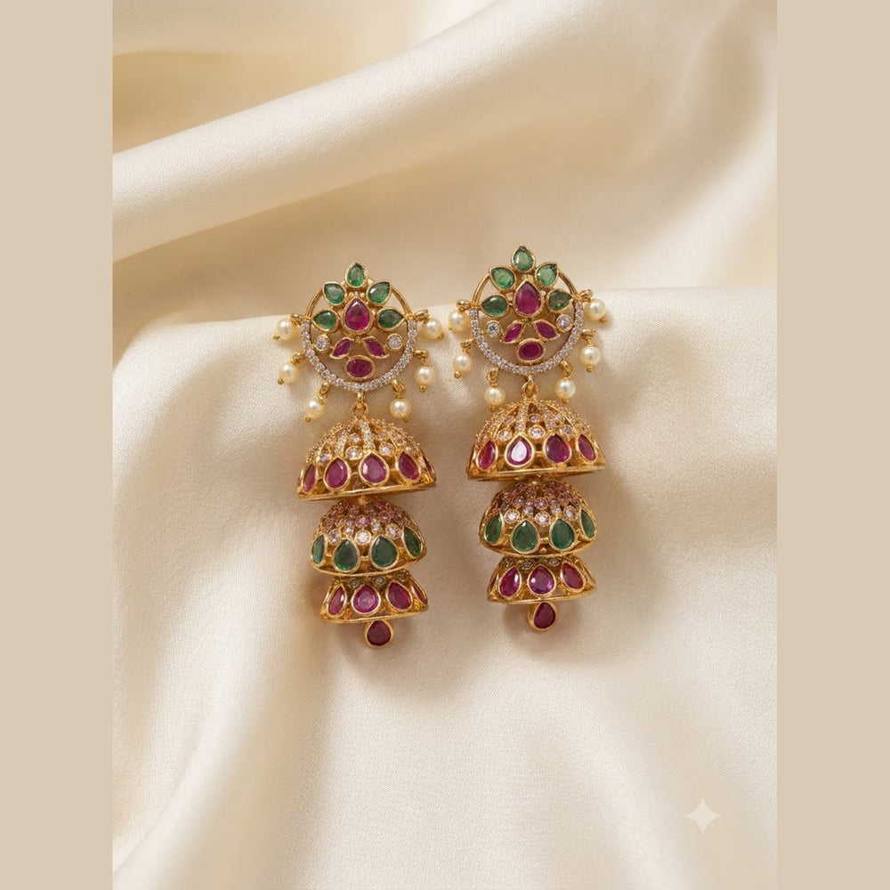 Layered Jhumka Drop Earrings - view 4