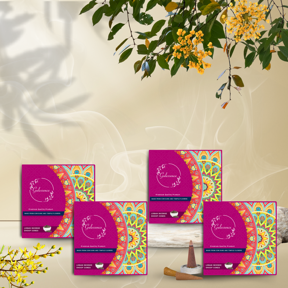Loban Dhoop Cones | Made from Cow dung & Temple Flower | Gulessence - Gulessence