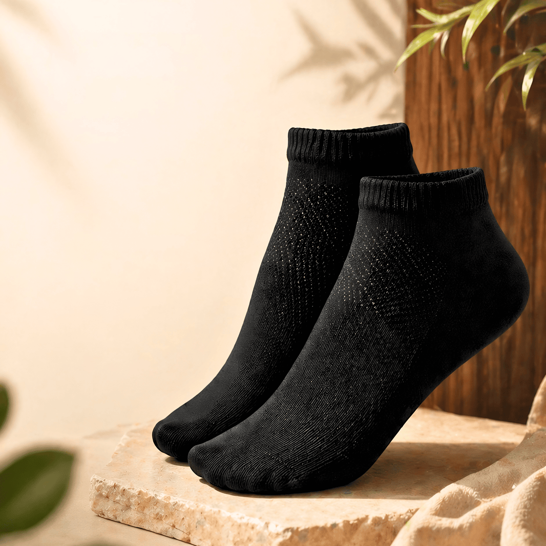 Bamboo Fabric Ankle-Length Socks (Pack of 2) – Ultra-Soft, Breathable, Moisture-Wicking, and Eco-Friendly for All-Day Comfort.