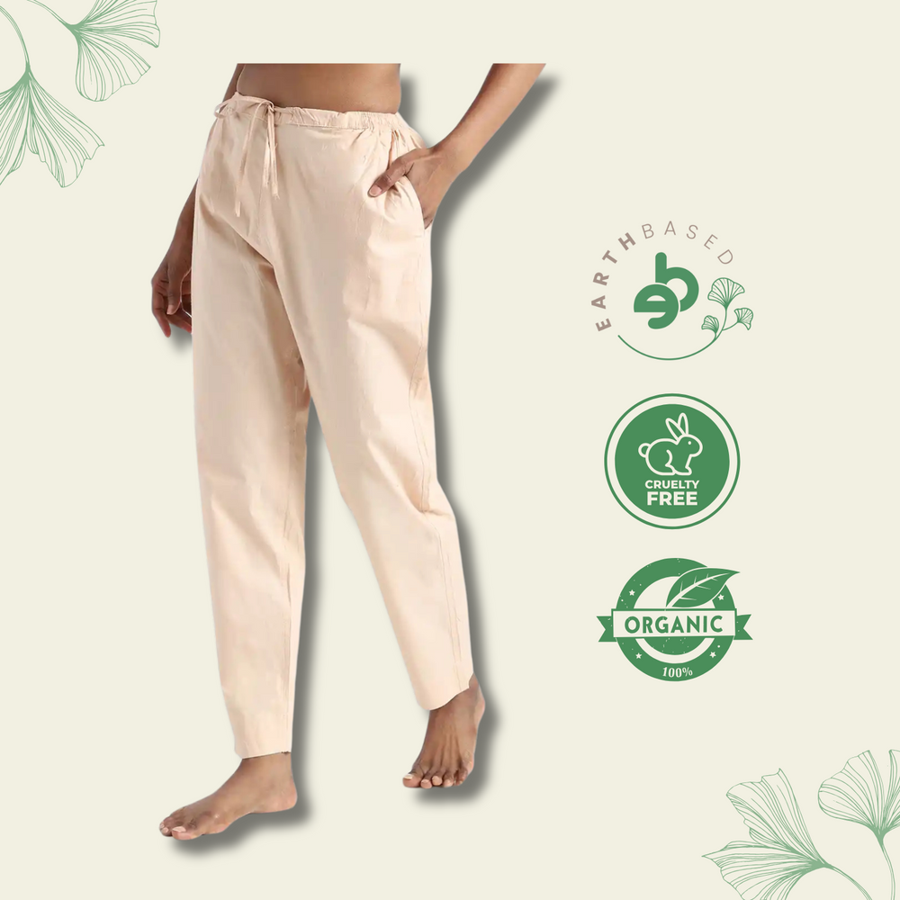 Organic Cotton & Natural Dyed Womens Sandal Wood Color Slim Fit Pants by Livbio - EarthBased