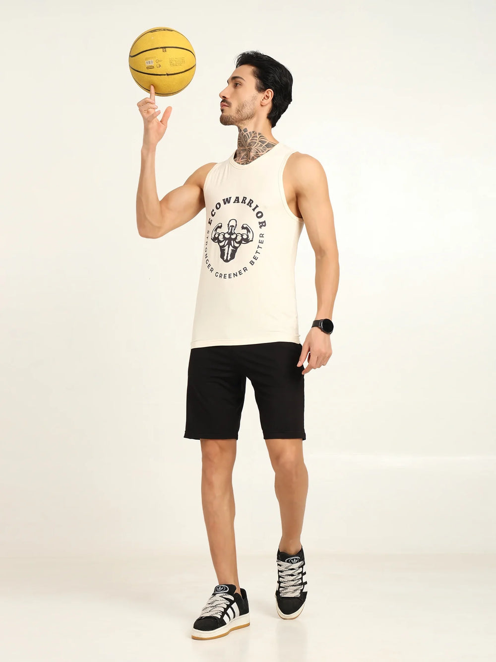 Men’s Bamboo Gym Vest – Soft, Breathable Workout Tank in Cream - EarthBased