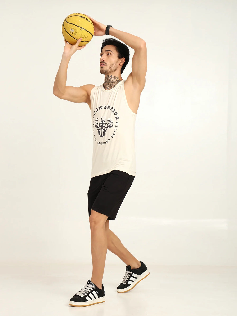 Men’s Bamboo Gym Vest – Soft, Breathable Workout Tank in Cream - EarthBased