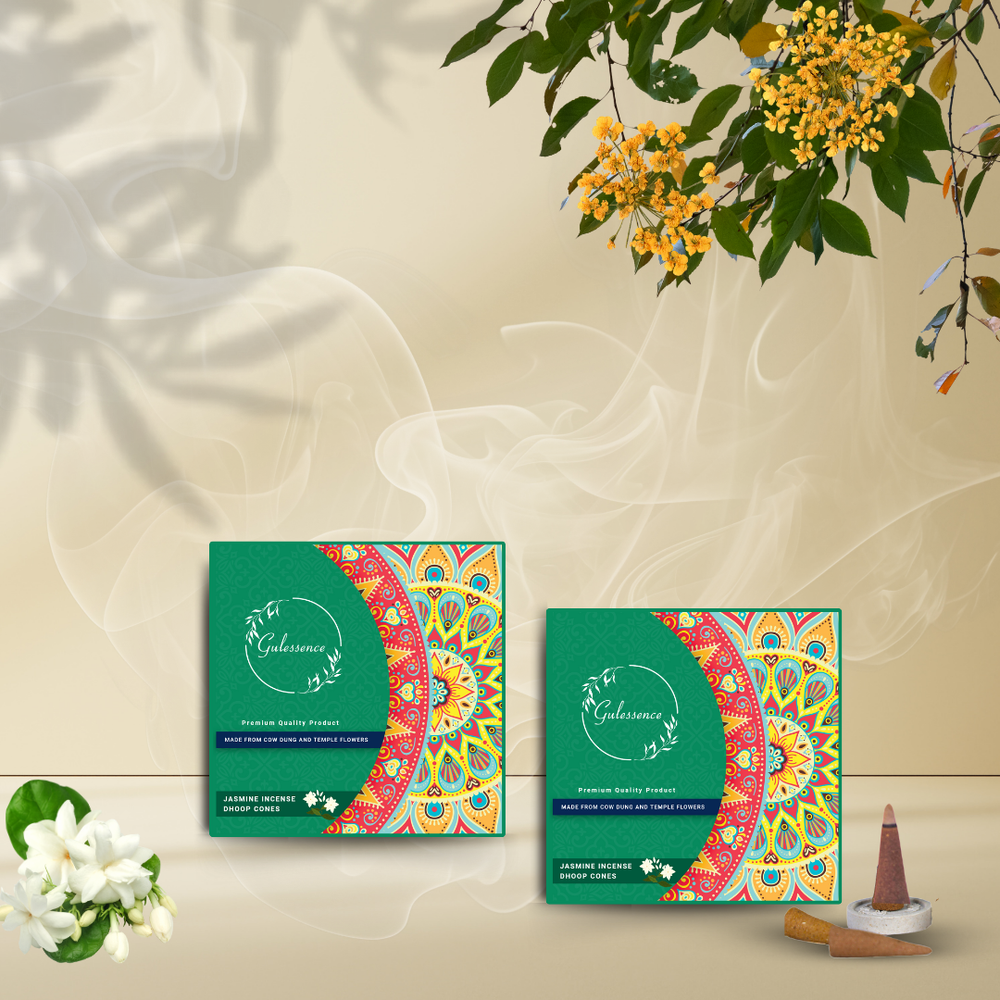 Jasmine Dhoop Cones | Made from Cow dung & Temple Flower | Gulessence - EarthBased