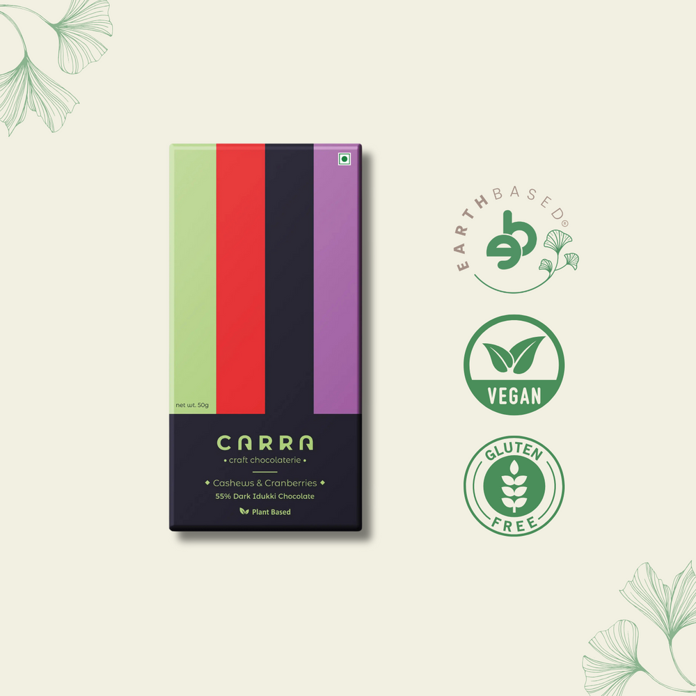 CARRA Cashews & Cranberries in 55% Dark Chocolate 50G - EarthBased