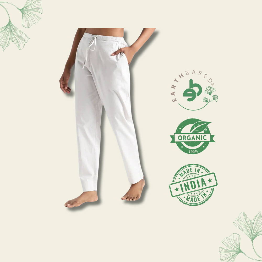 Organic Cotton & Natural Dyed Womens Ash Grey Color Slim Fit Pants by Livbio - EarthBased