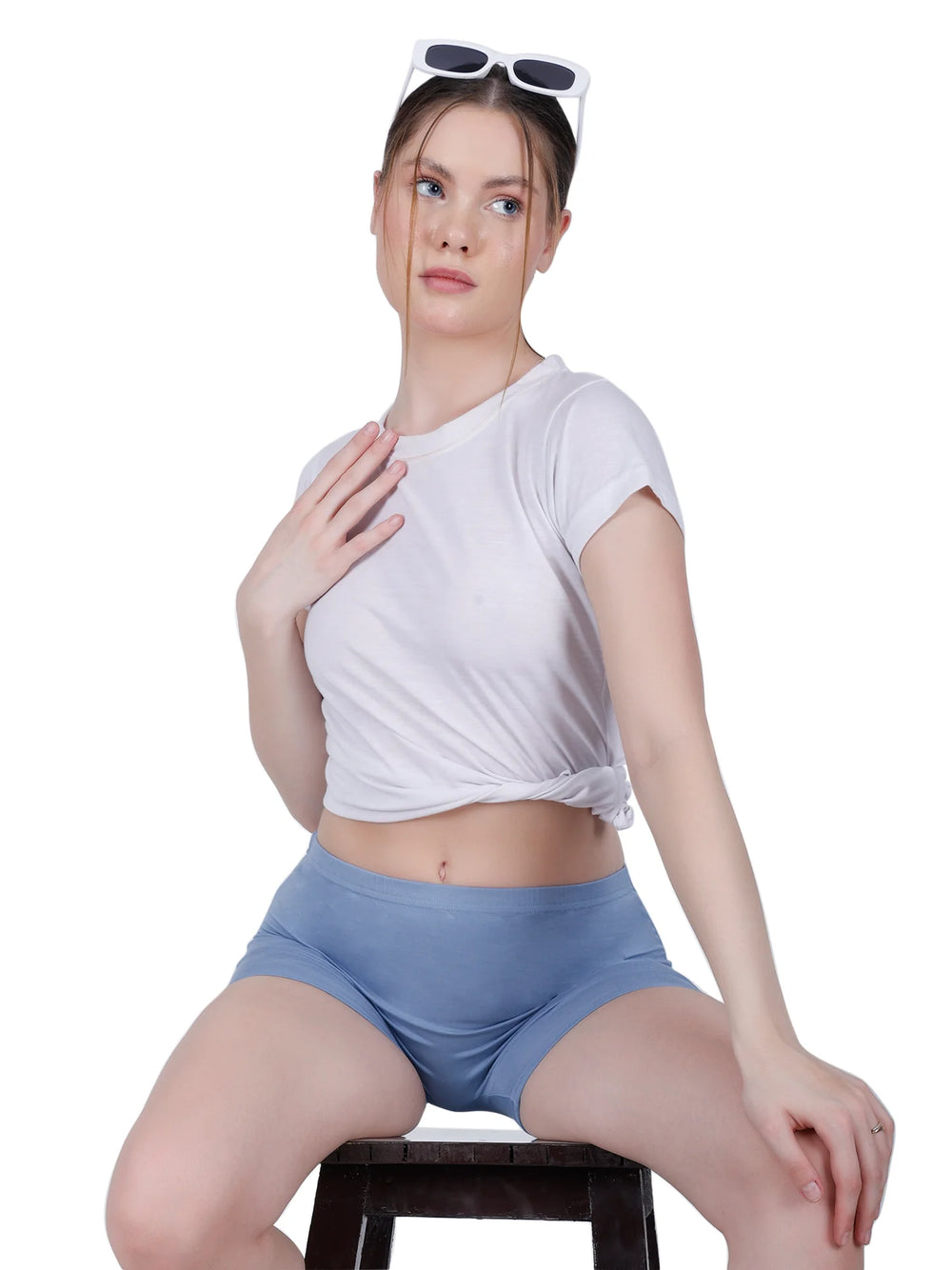 Bamboo Fabric Mid Rise Shorts | Peach & Blue | Pack Of 2 - EarthBased