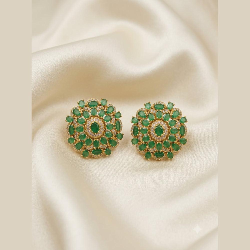 Emerald Flower Studs - view 4