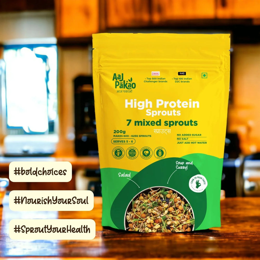 Aaj Pakao - Dehydrated 7 Mixed Sprouts | 200gms | Ready to Cook | Great for Salads, Stir-fries, and Sandwiches | 1 Pack, 200gms - EarthBased