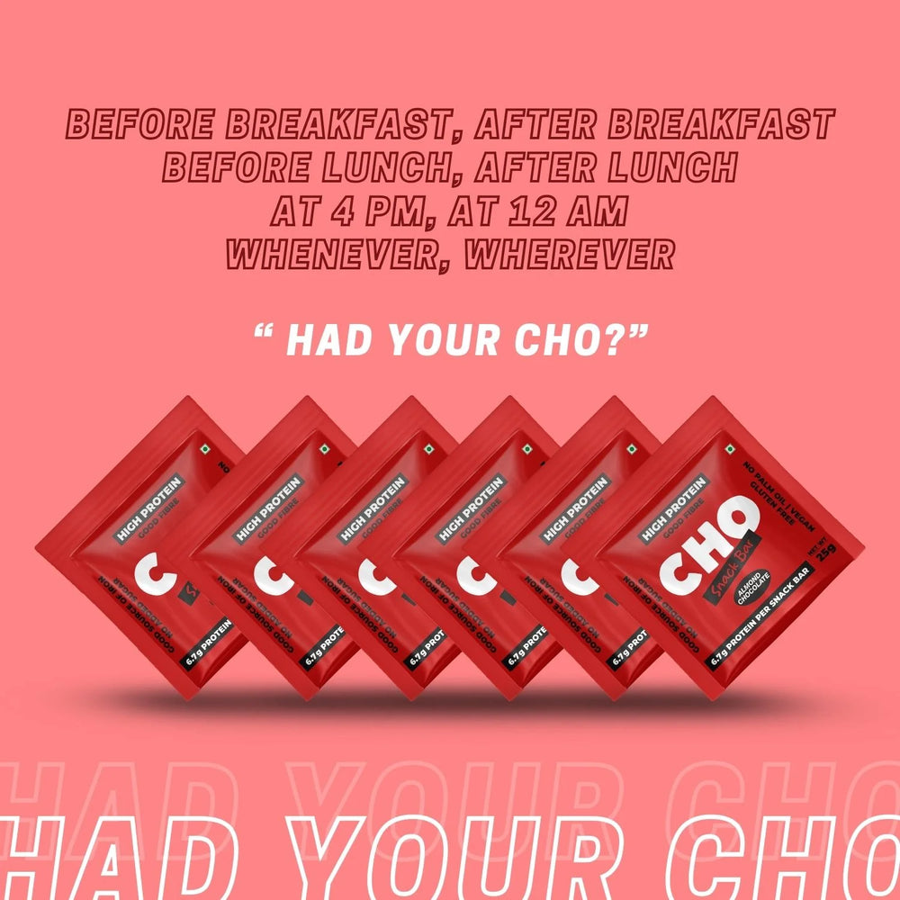Aaj Pakao - CHO Almond Chocolate Protein Snack Bars | Pack of 6 | Daily Nutrition & Sustained Energy Bars | All Natural, No Added Sugar, No Preservatives | 150g Vegan product - EarthBased