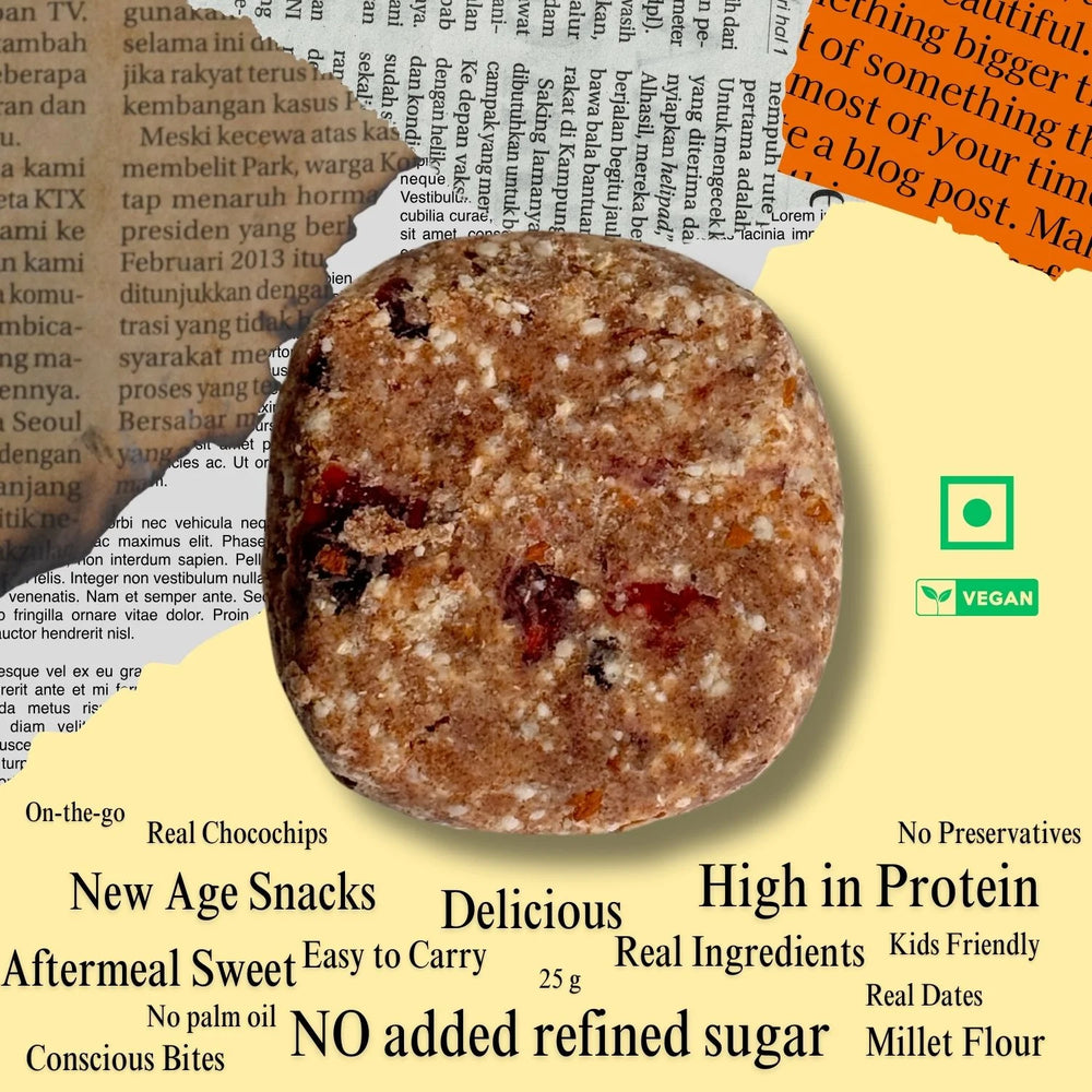 Aaj Pakao - CHO Dates Cranberry Protein Snack Bar, Pack of 6 - EarthBased