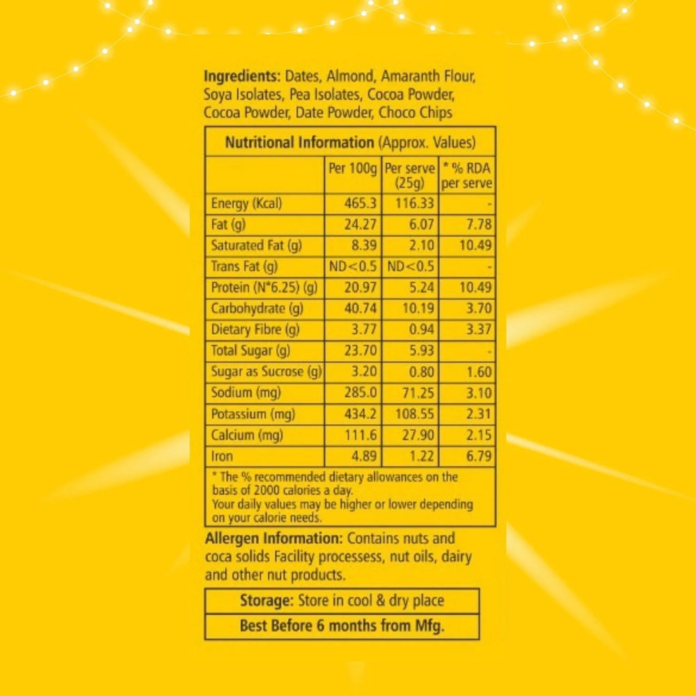 Aaj Pakao - CHO Dates Cranberry Protein Snack Bar, Pack of 6 - EarthBased