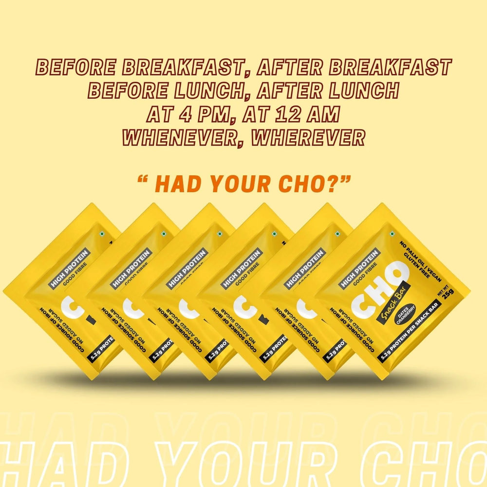 Aaj Pakao - CHO Dates Cranberry Protein Snack Bar, Pack of 6 - EarthBased