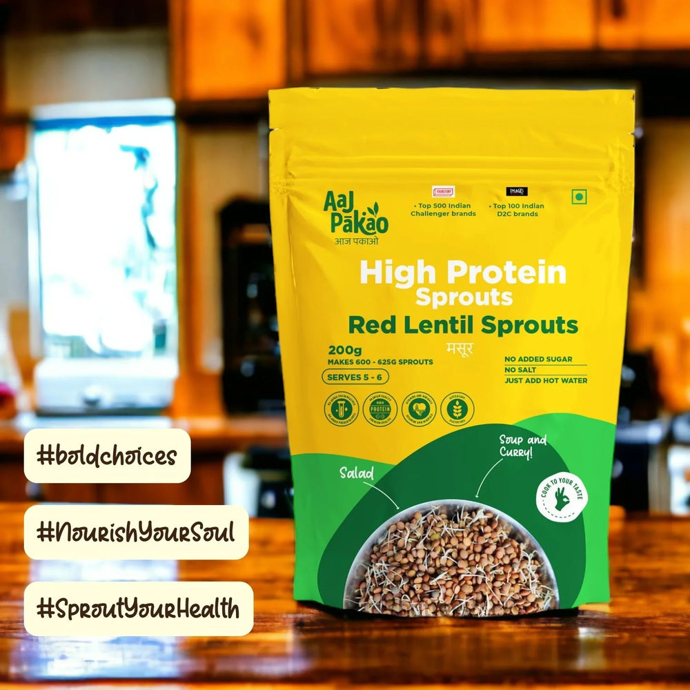 Aaj Pakao | Dehydrated Red Lentil Sprouts, 200g - EarthBased
