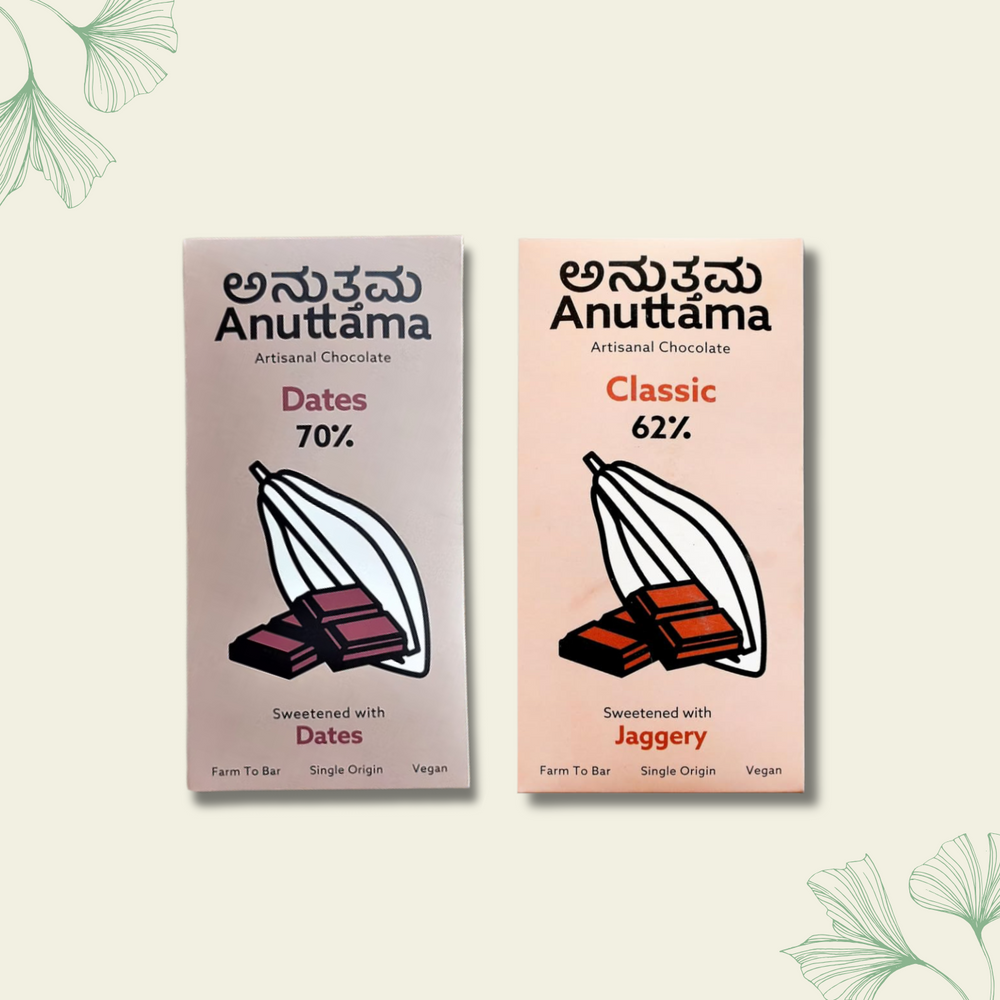 Anuttama | Dark Chocolate | Natural Chocolate Bar | Dates + Classic | Combo - EarthBased