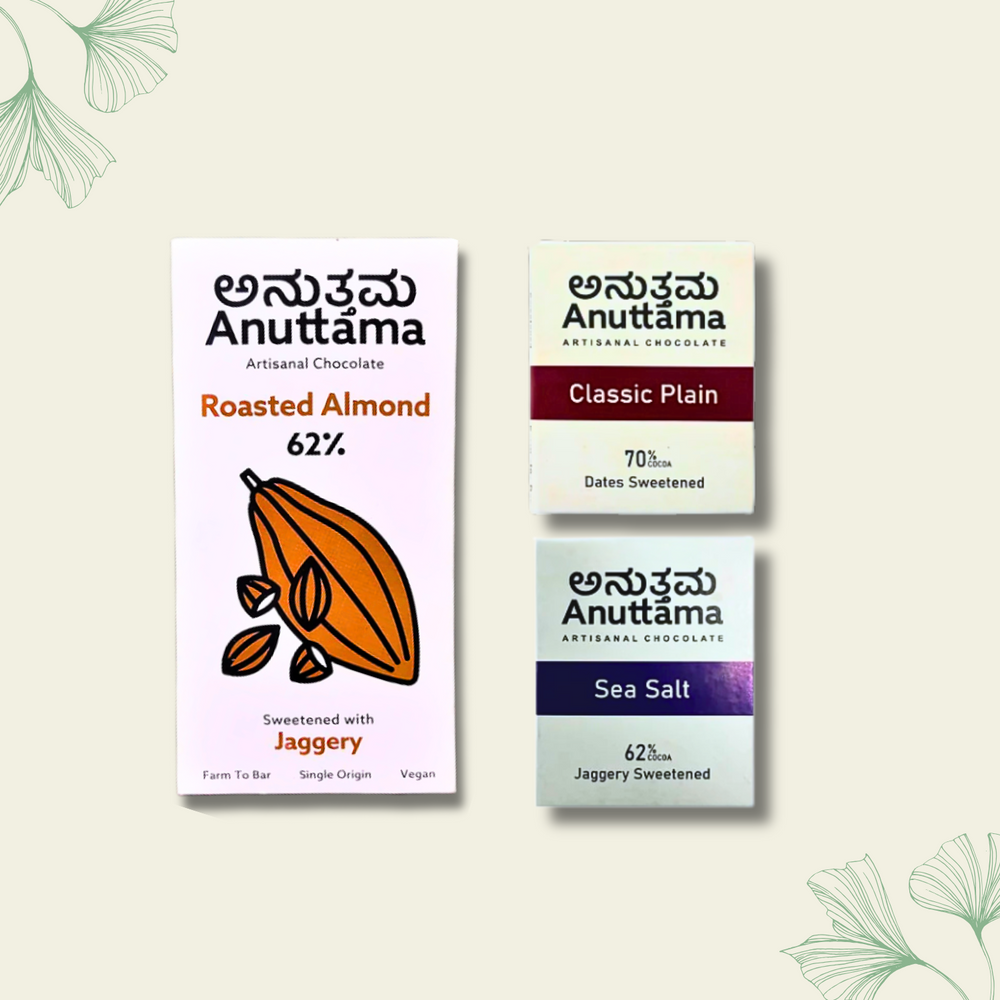 Anuttama | Dark Chocolate | Roasted Almond + Classic Plain+ Sea Salt | Combo - EarthBased