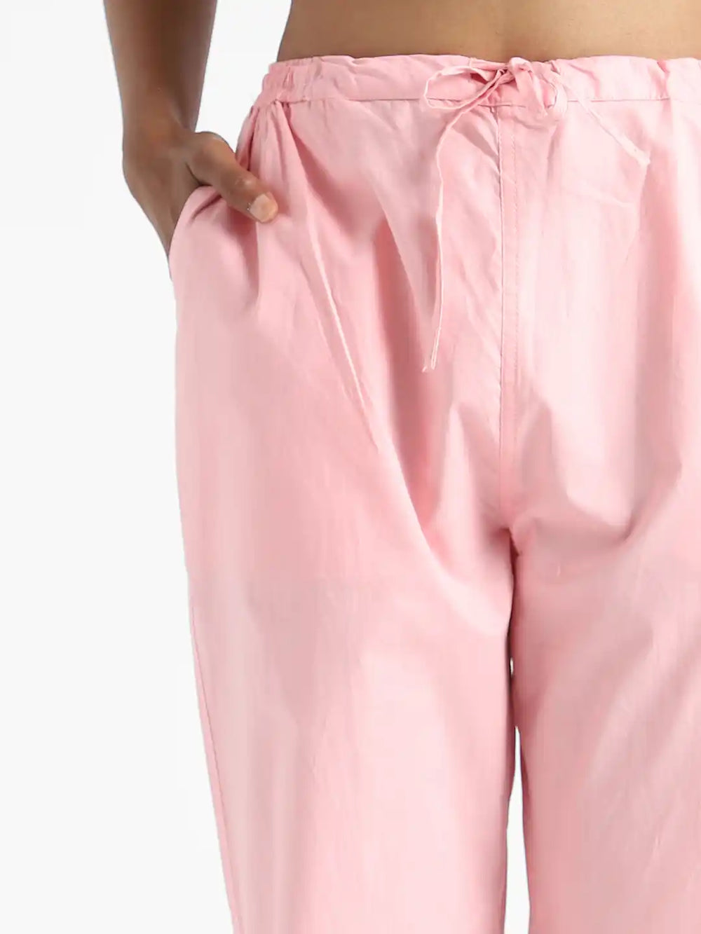 Organic Cotton & Natural Dyed Womens Rose Pink Color Slim Fit Pants by Livbio - EarthBased