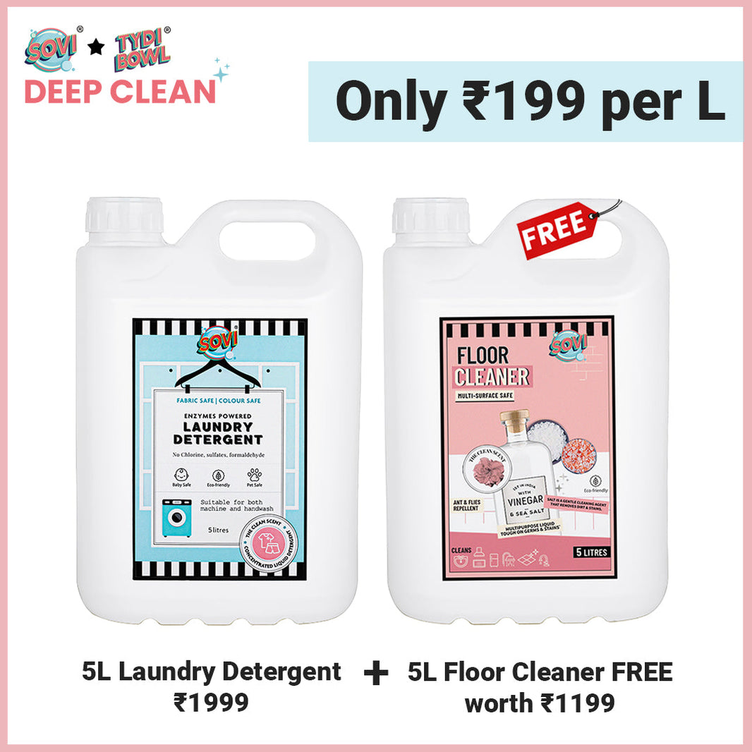SOVI® Floor Cleaner 5 Liters worth ₹1199 FREE with SOVI® Laundry Liquid Detergent 5 Liters - EarthBased # #