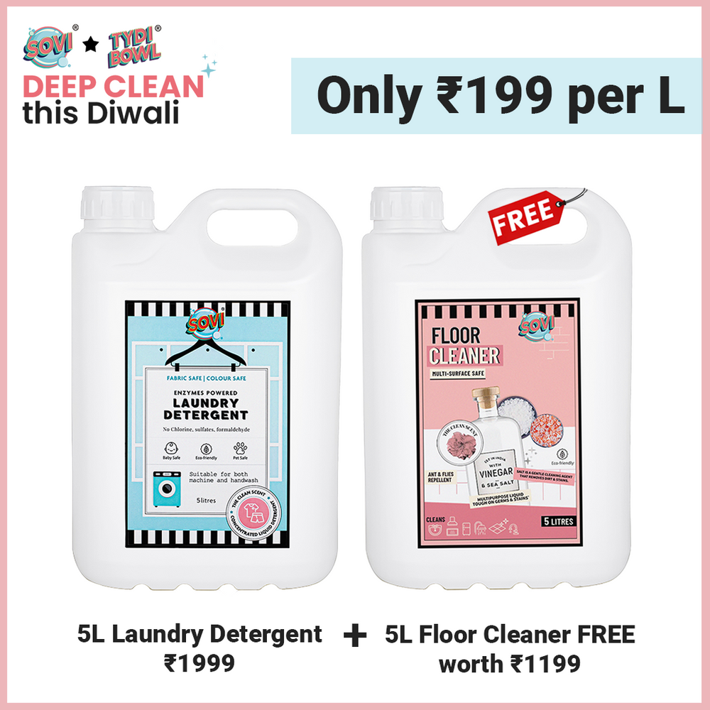 SOVI® Floor Cleaner 5 Liters worth ₹1199 FREE with SOVI® Laundry Liquid Detergent 5 Liters - EarthBased # #