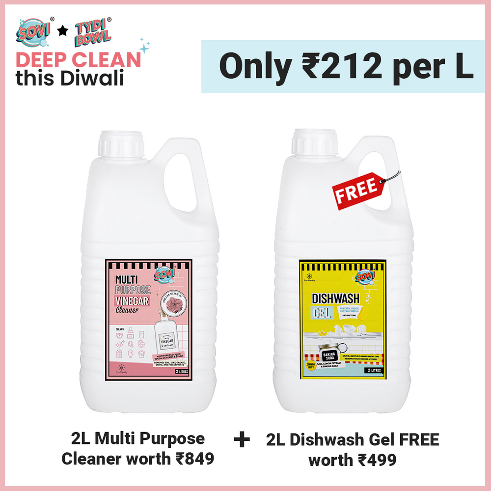 Buy SOVI® Multi-Purpose Vinegar Cleaner 2 Liters & Get SOVI® Dishwash Liquid Gel 2 Liters (₹499) FREE - EarthBased # #