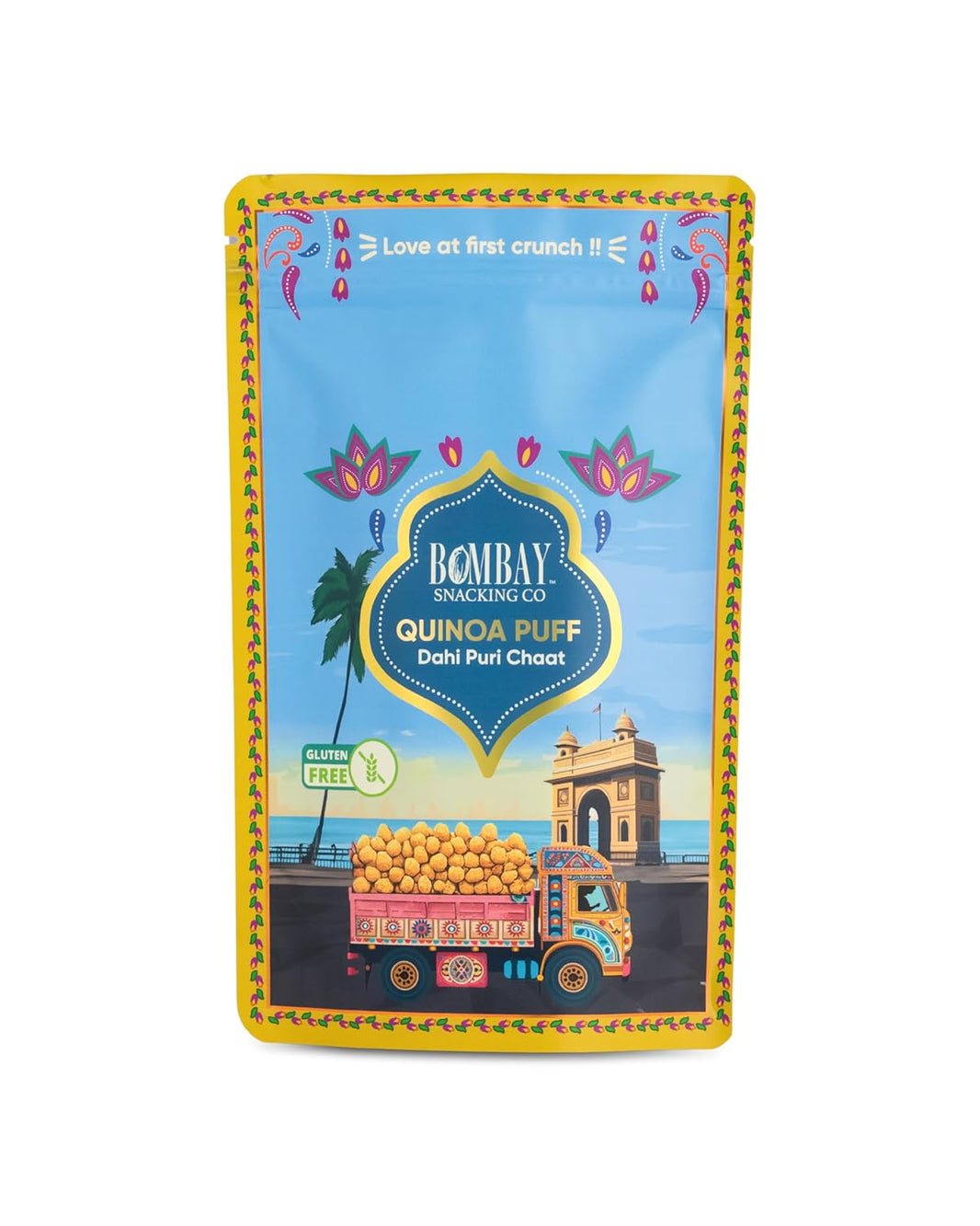 Bombay Snacking Co. Roasted Quinoa Puffs – Dahi Puri Chaat Flavour, Gluten-Free, Artisanal Roasted Healthy Snack | 2 x 100g | High Protein