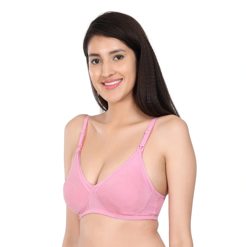 Bamboo Fabric Nursing Bra Maternity Bra For Breast feeding Women | Baby Pink - EarthBased