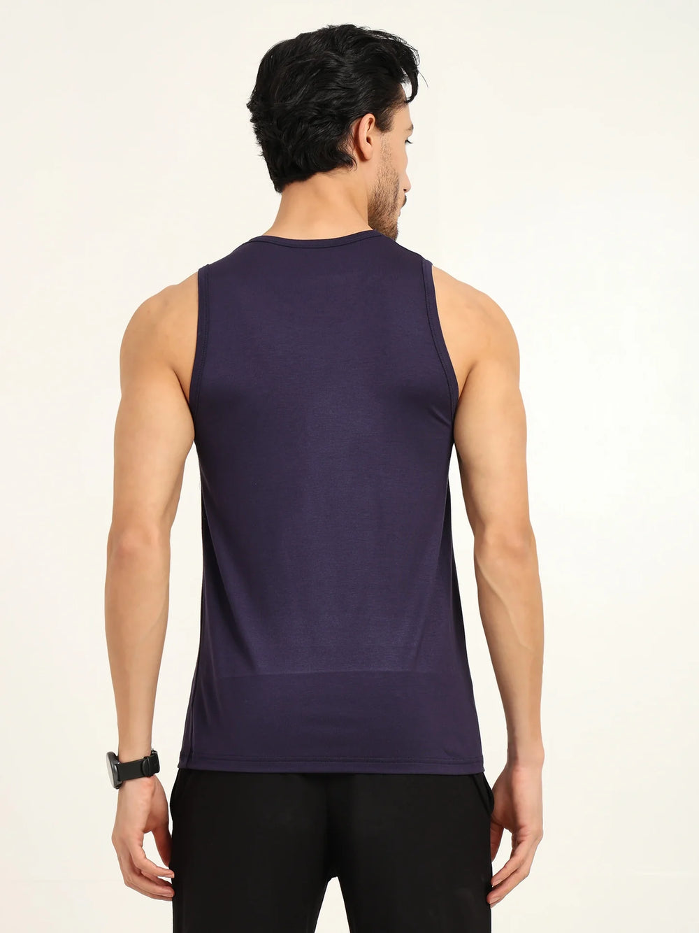 Men’s Bamboo Gym Vest – Soft, Breathable Workout Tank in Navy Blue - EarthBased