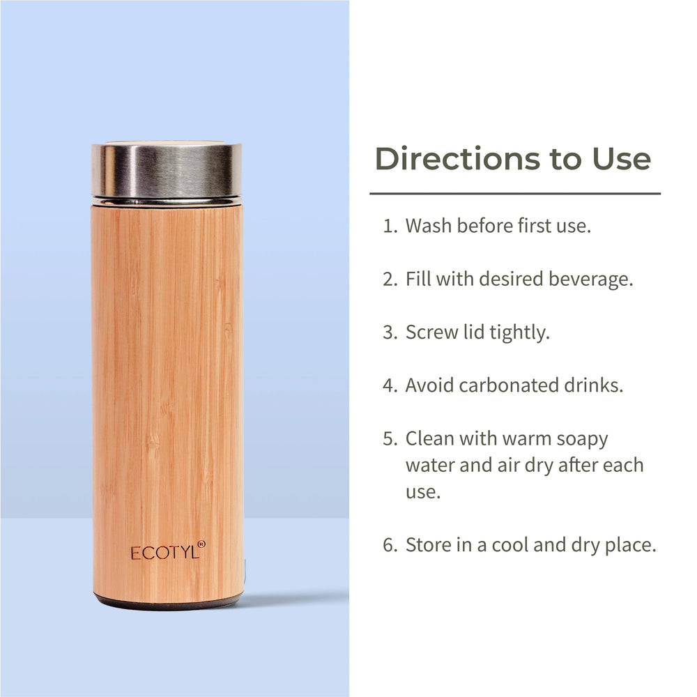 Bamboo Stainless Steel Insulated Flask | Ecotyl - EarthBased