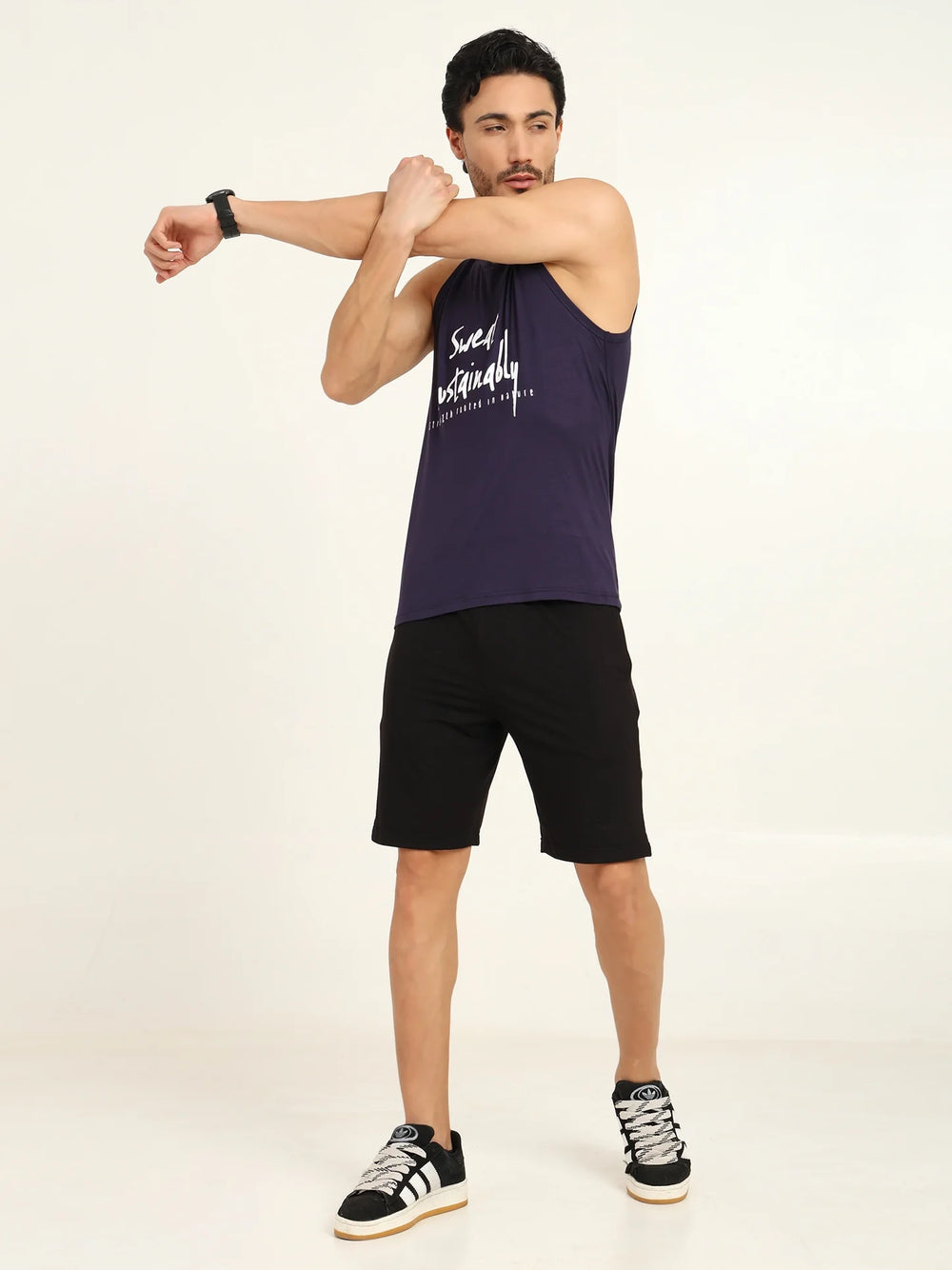 Men’s Bamboo Gym Vest – Soft, Breathable Workout Tank in Navy Blue - EarthBased