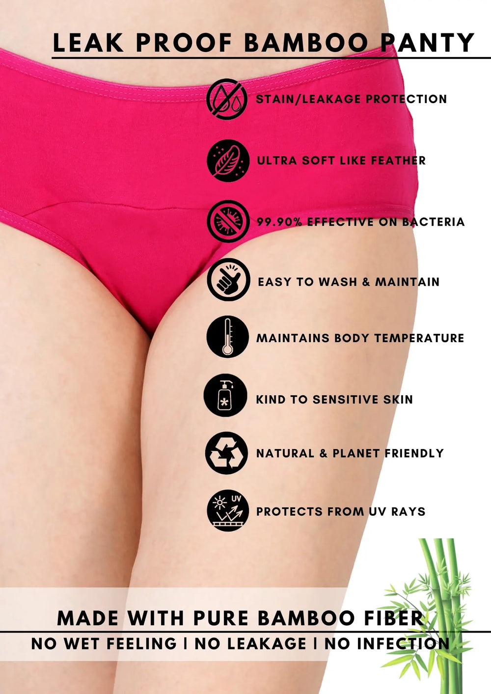 Bamboo Fabric Leak Proof Period Panty 3 Layers Not for heavy Flow | Pack of 1 - EarthBased