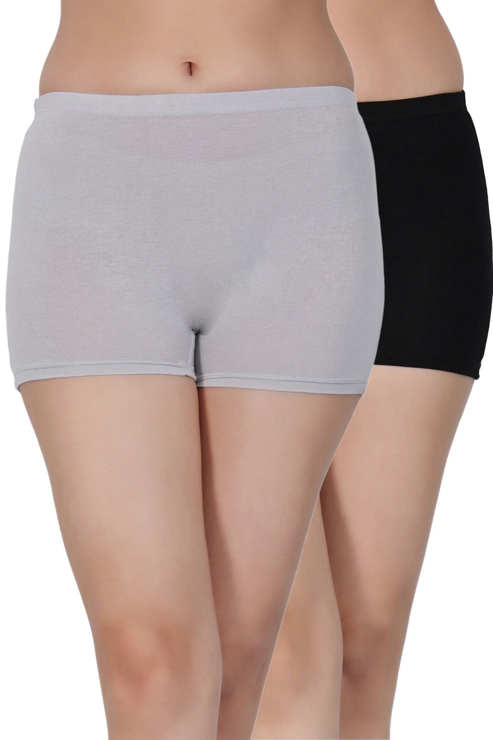 Bamboo Fabric Mid Rise Shorts | Black and Gray | Pack of 2 - EarthBased