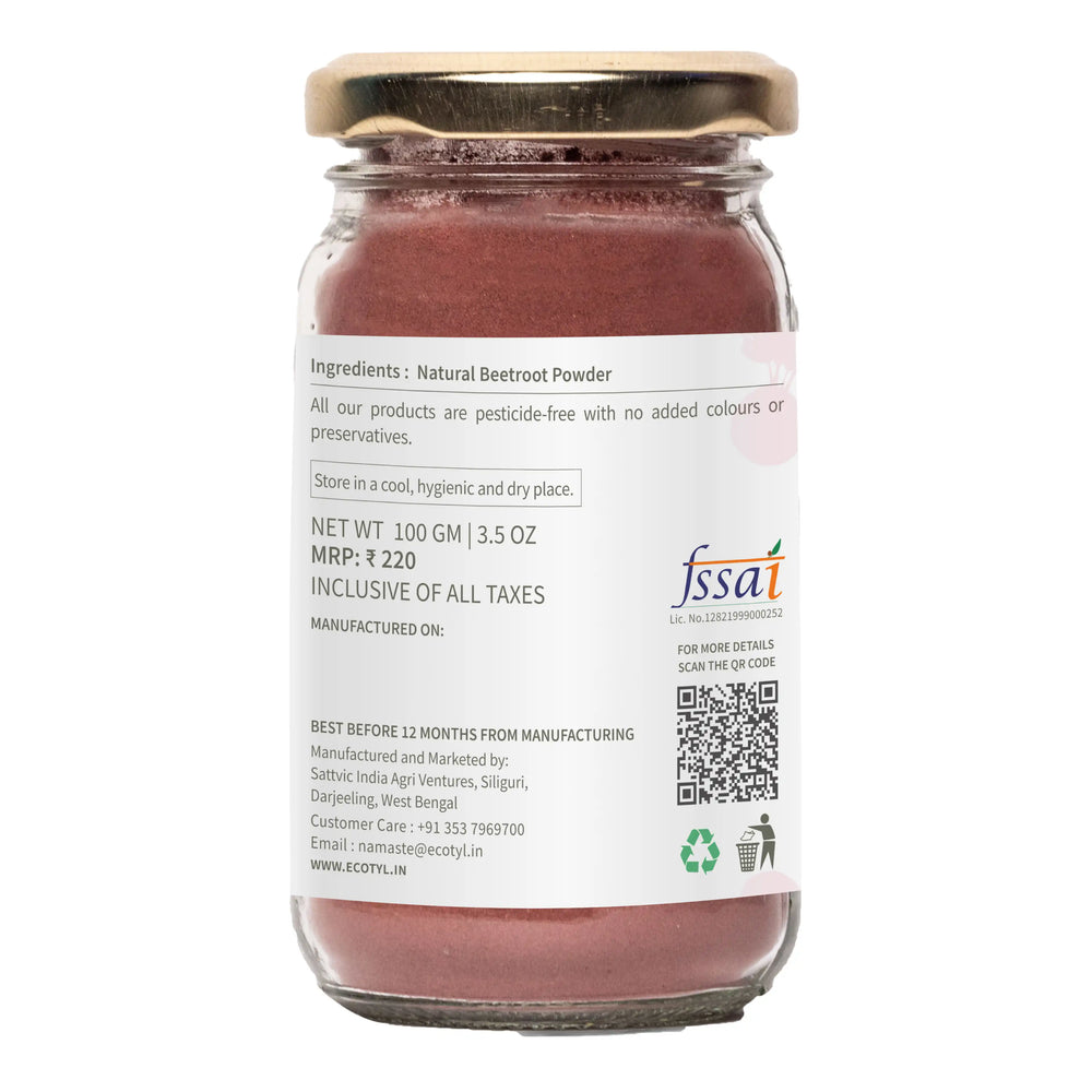 Ecotyl Beetroot Powder | Natural Food Colour | Good for Skin - EarthBased